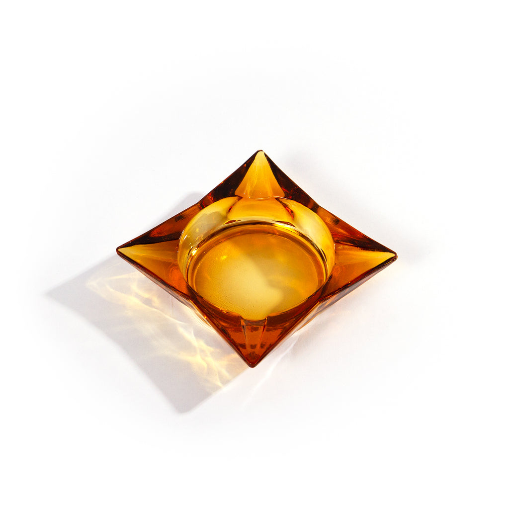 Mid Century Modern Amber Star Ashtray
